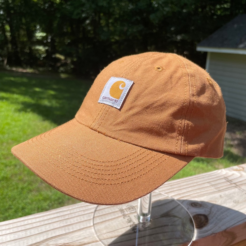 Carhartt Kids Canvas Baseball Cap Brown Adjustable Hat Logo Patch OSFM
